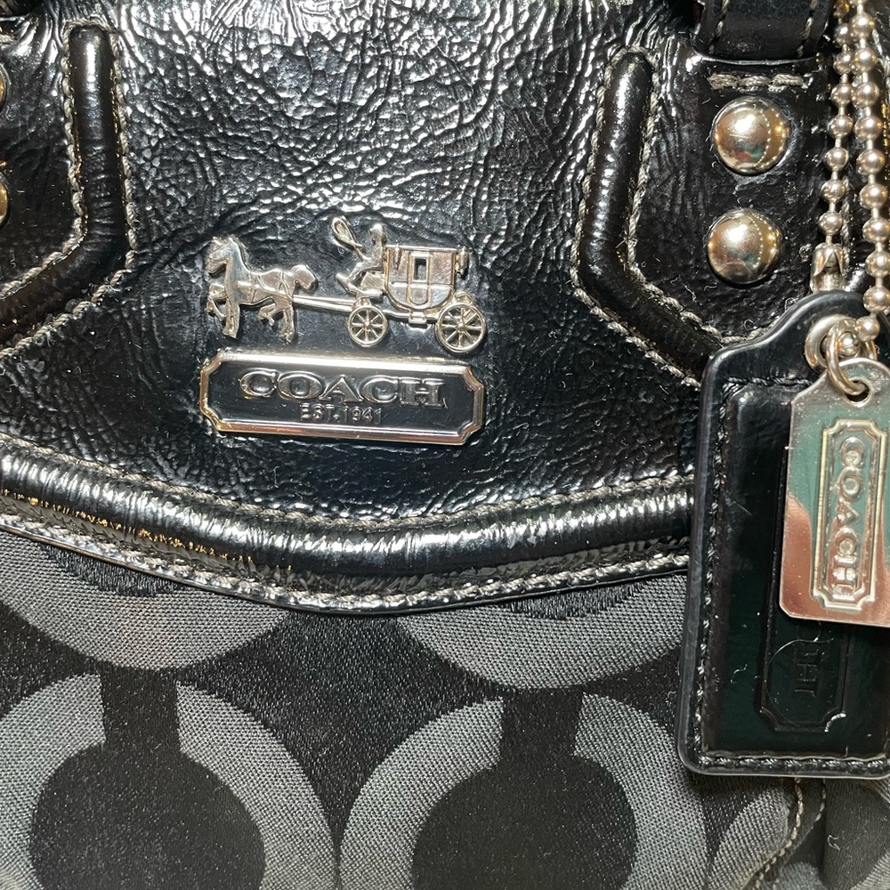 ‼️SPRING SALE Coach Madison Audrey Op Art in Black & Black Leather Trim 🖤 - Picture 8 of 17
